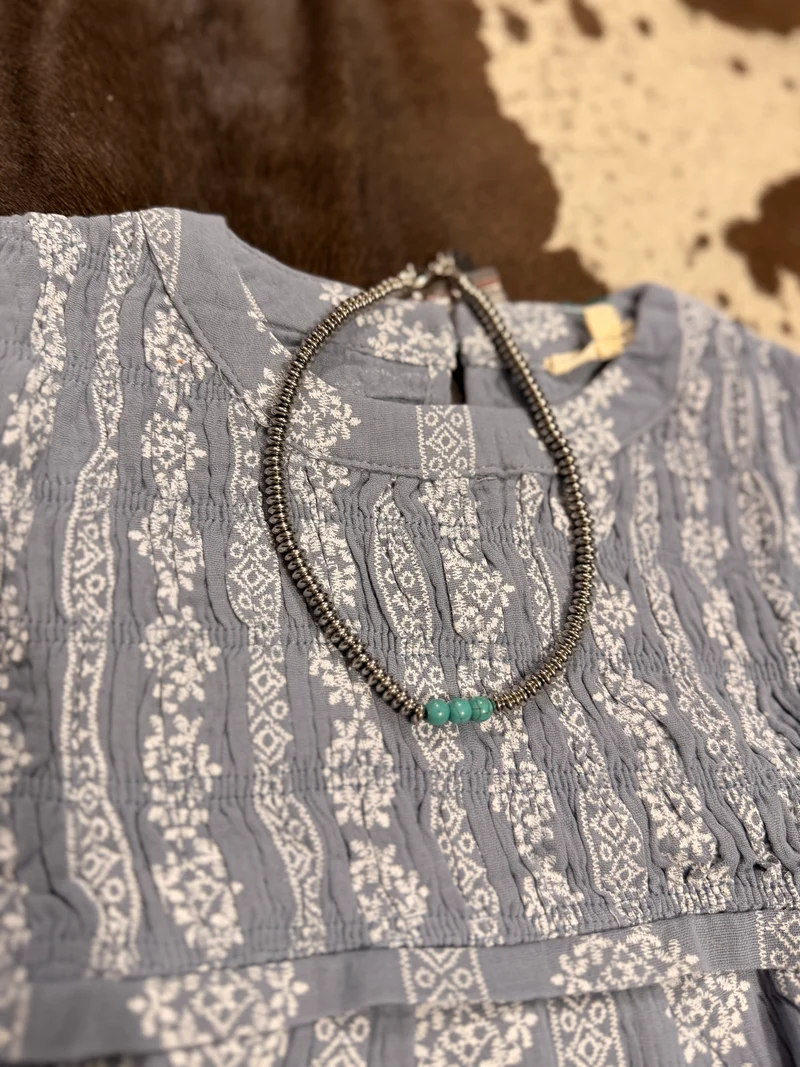 Girls Dusty Blue Embroidered Top