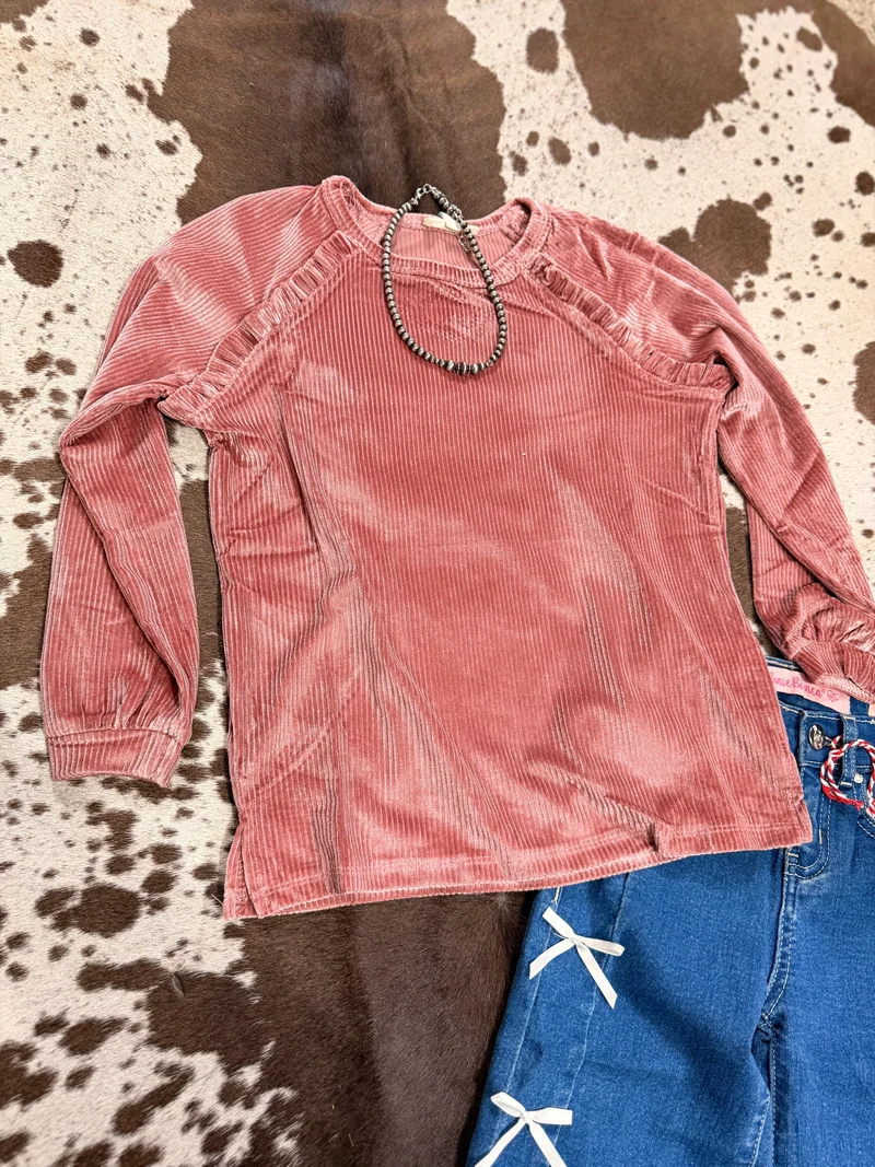 Girls Mauve Ribbed Top