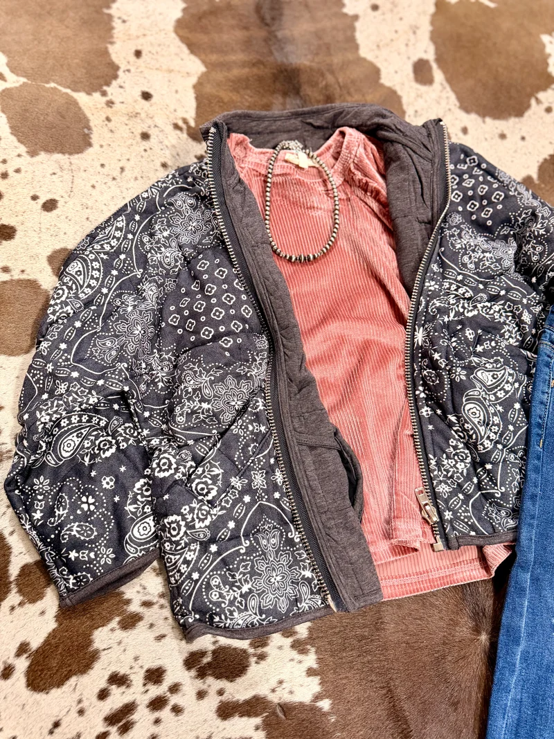 Girls Paisley Quilted Jacket