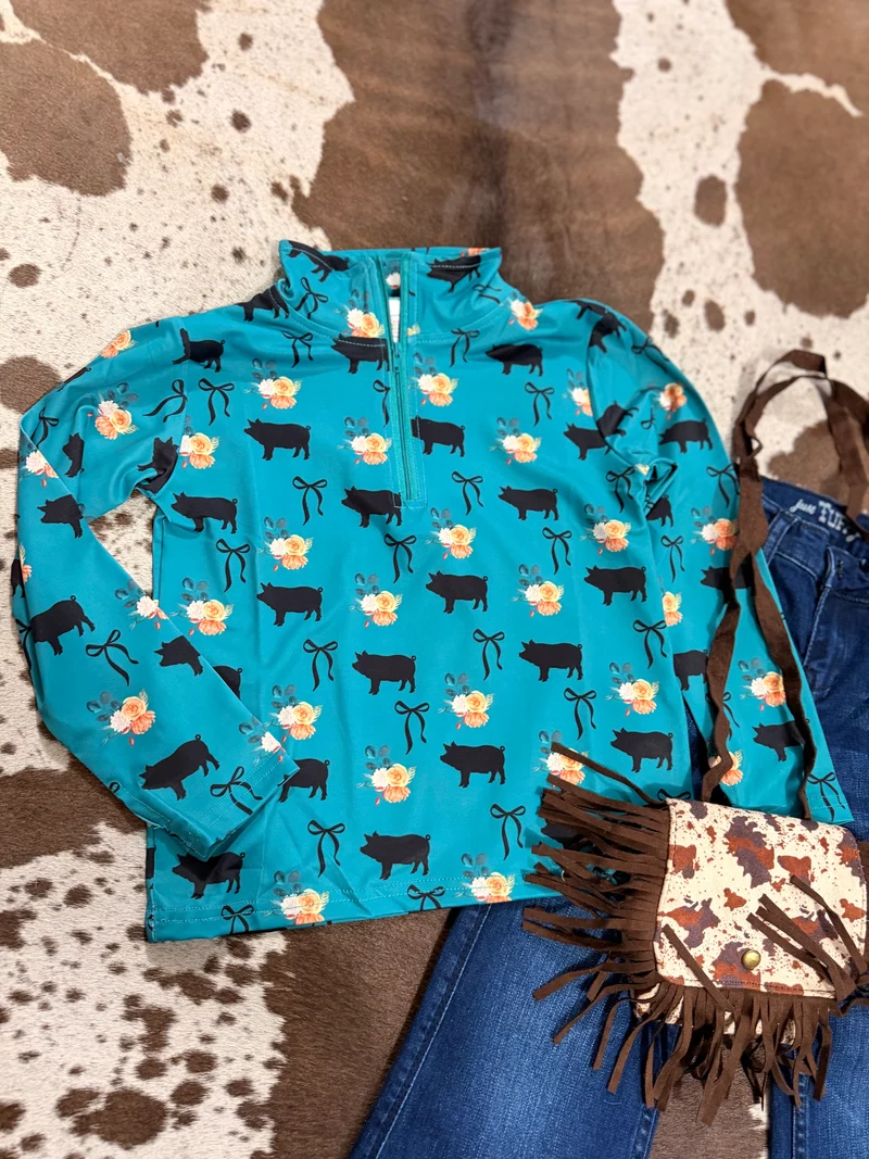 Girls Pigs n Petals Pullover