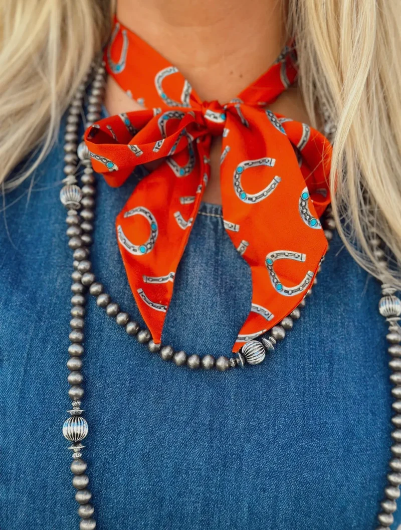 TWILLY *burnt orange with turquoise stoned horseshoe