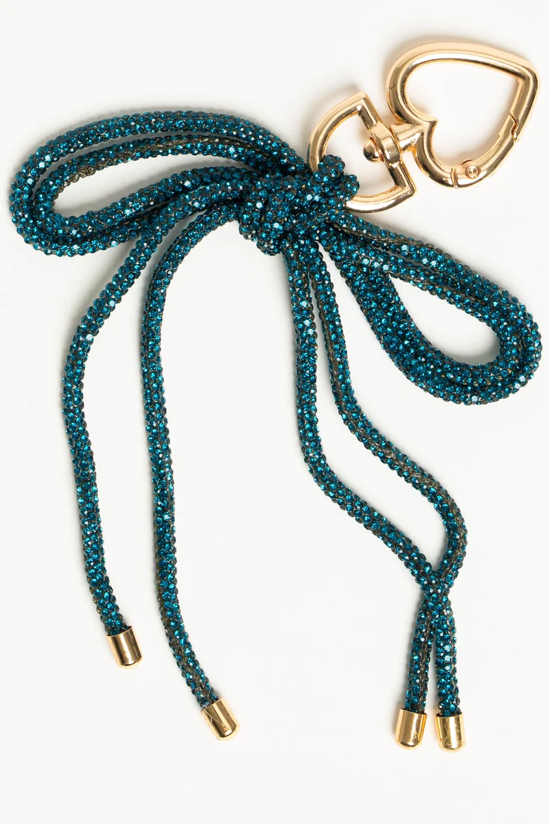 Portachiavi a fiocco in strass blu