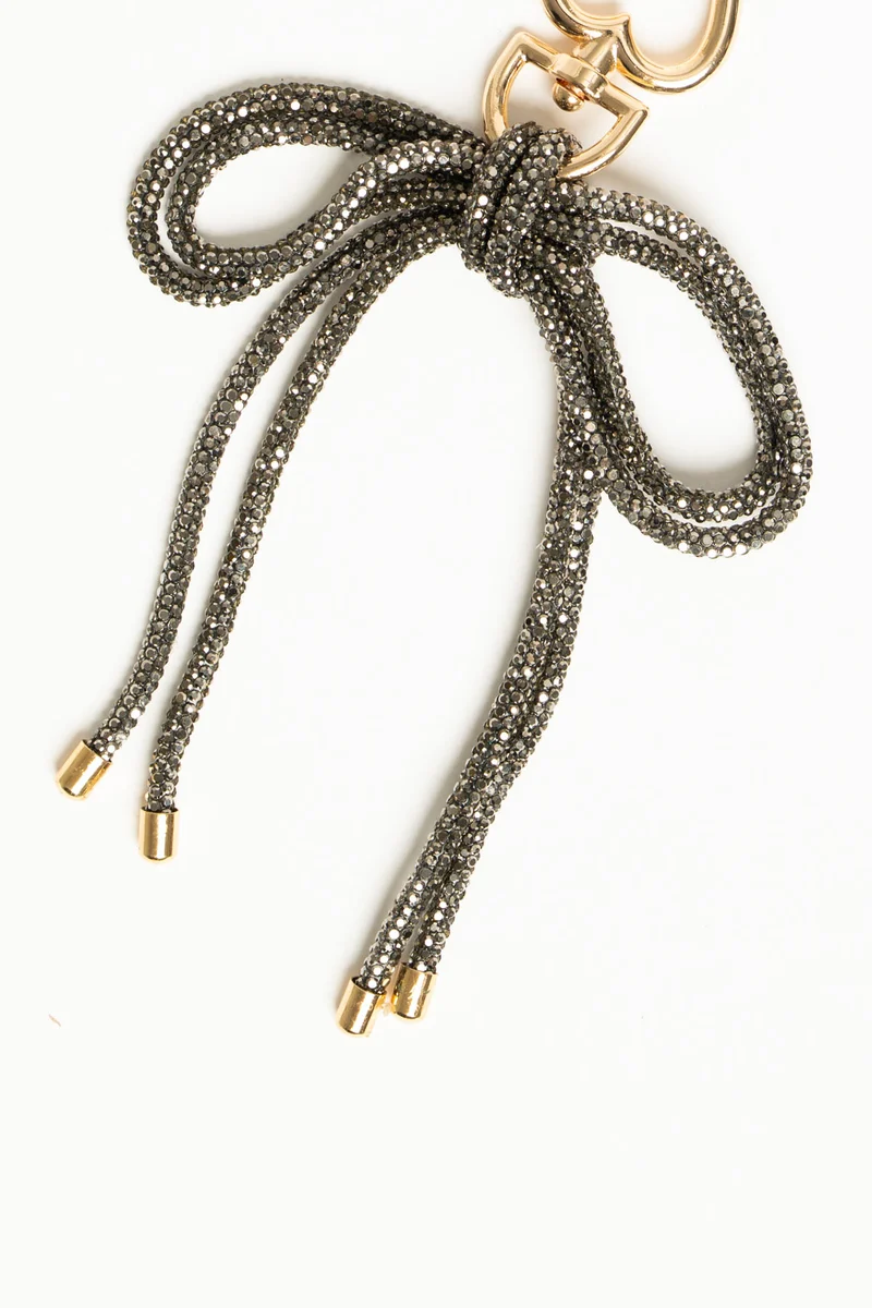 Portachiavi a fiocco in strass argento