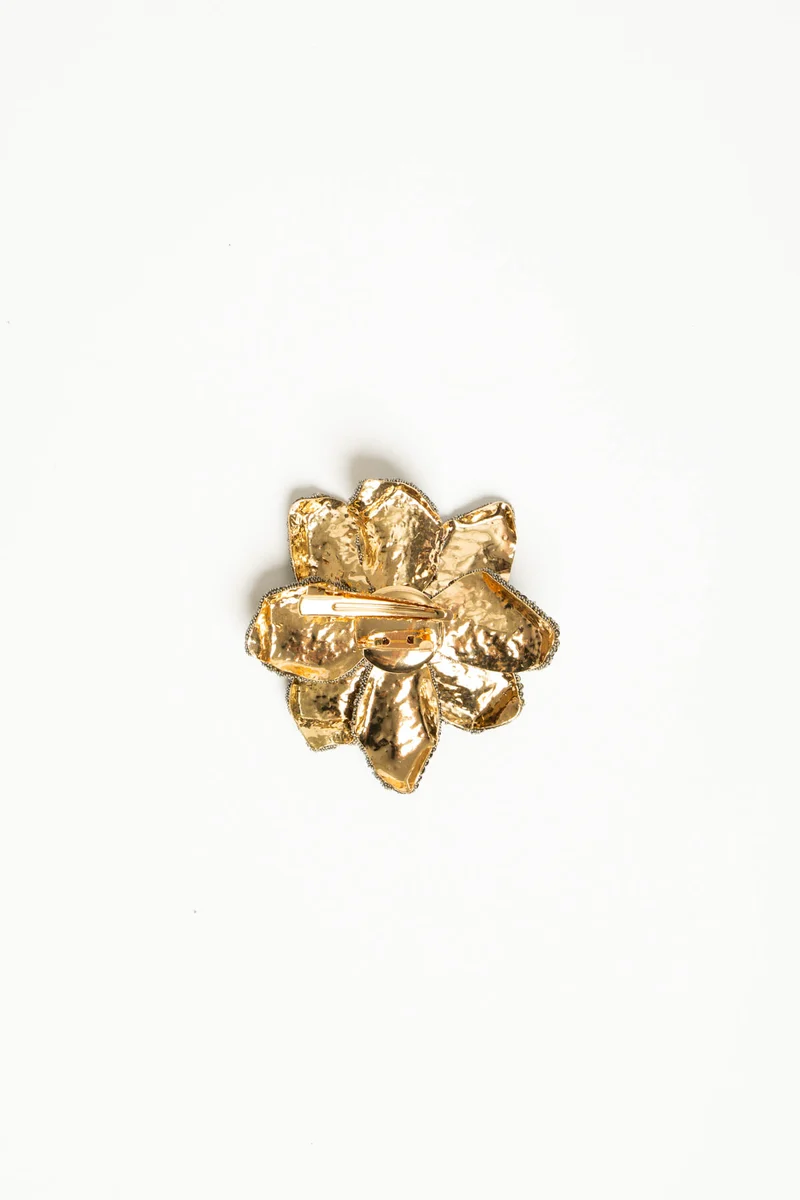 Spilla floreale con strass antracite