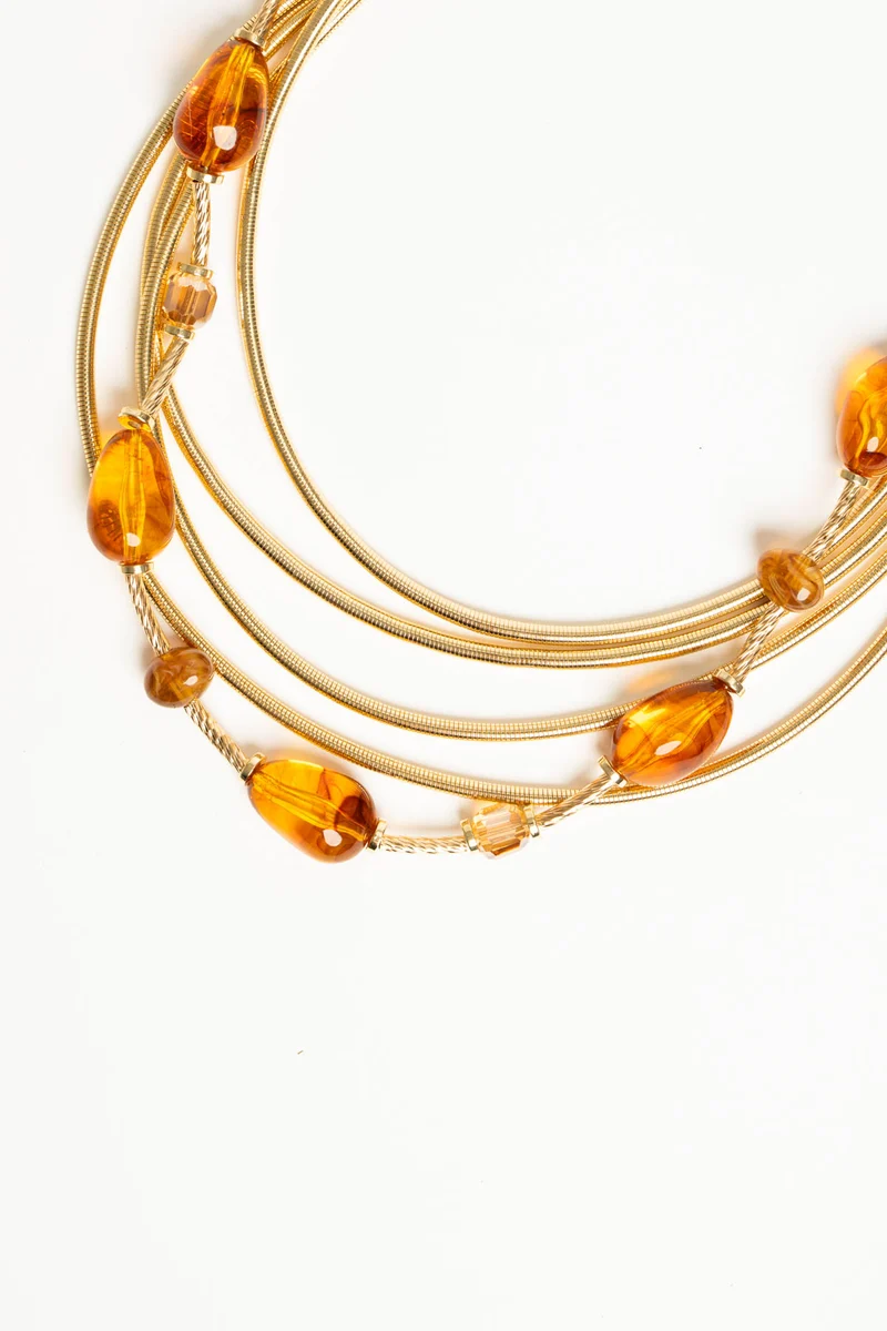 Collana multifili con pietre ambra/oro