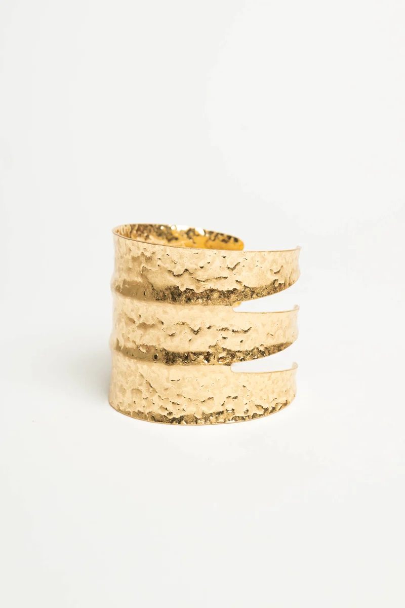 Bracciale rigido effetto tre fasce oro