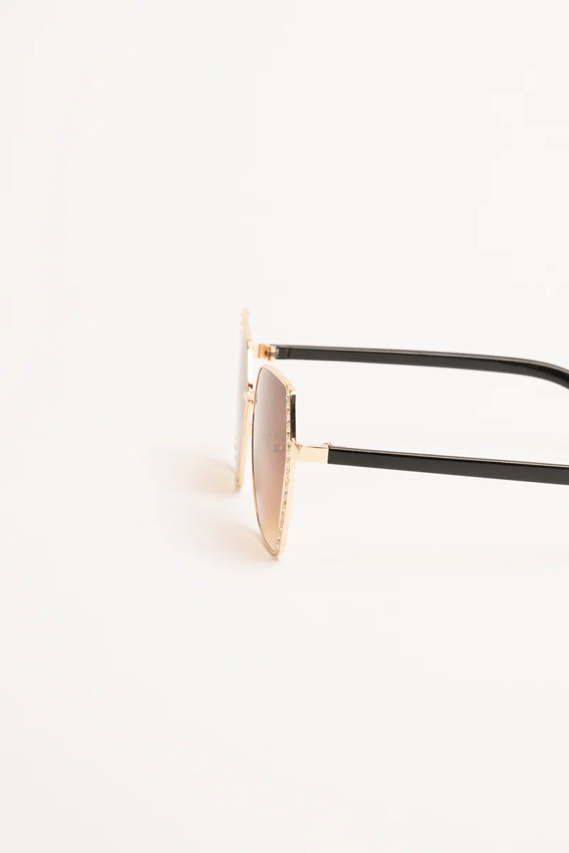 Occhiale da sole con strass nero/oro