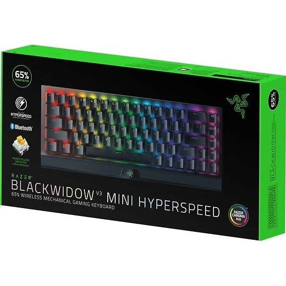 Razer BlackWidow V3 Mini Hyperspeed Gaming Keyboard, Yellow Switches