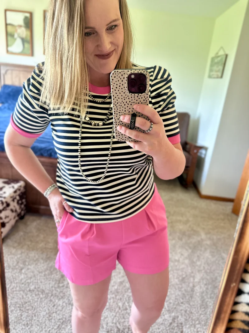 Hot Pink Pleated Elastic Shorts