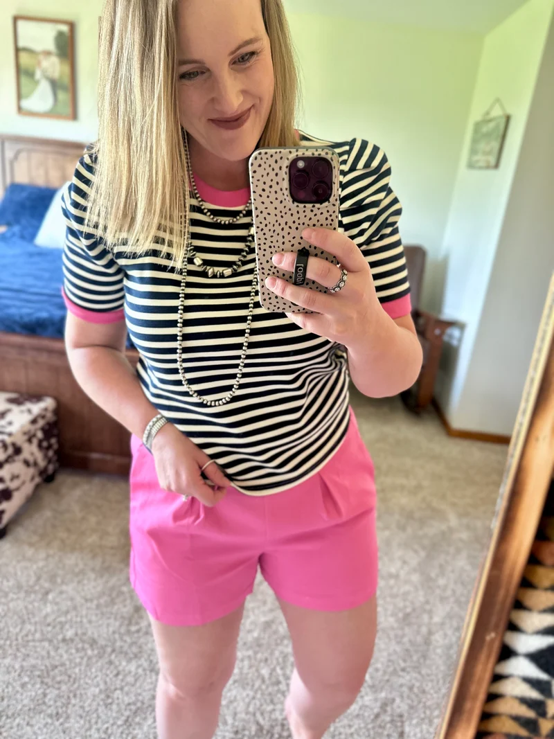 Hot Pink Pleated Elastic Shorts