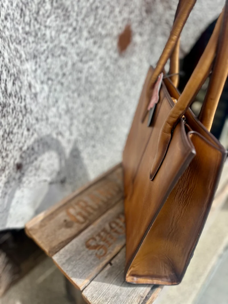 Boot Stitch Cowhide Patch Tote