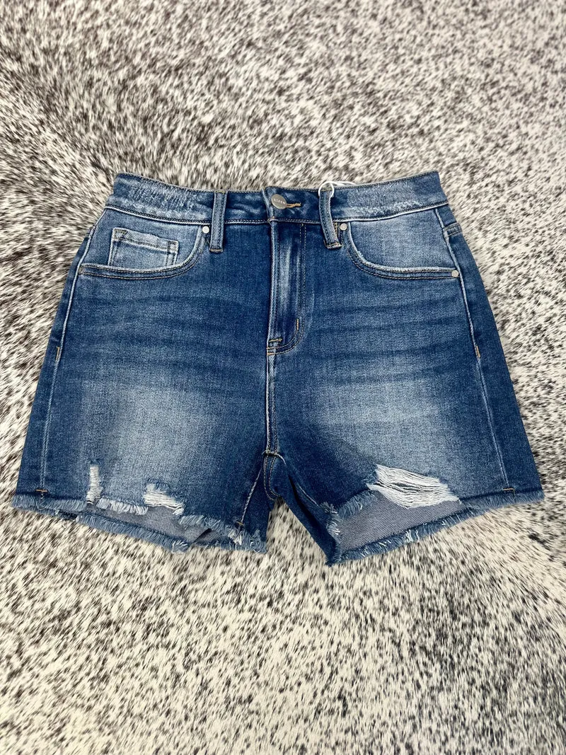 Risen High Rise Distress Shorts