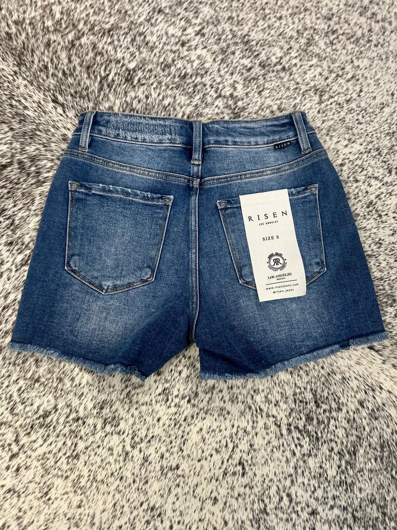 Risen High Rise Distress Shorts