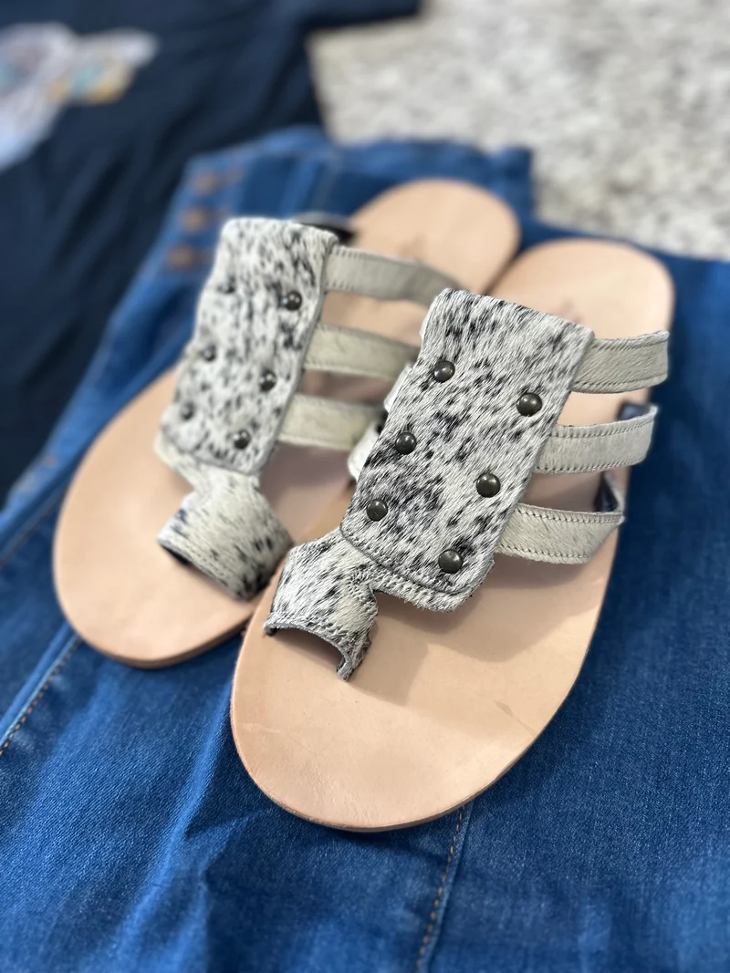 Black/White Hide Sandals