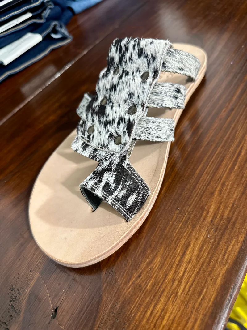 Black/White Hide Sandals