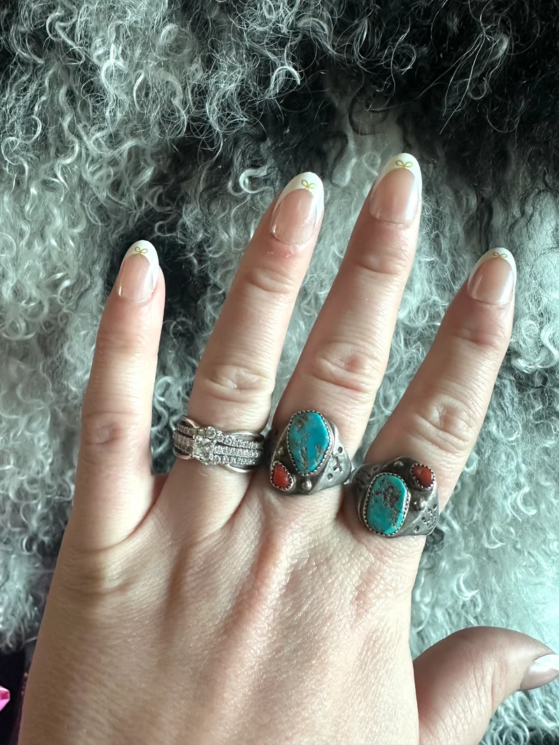Vintage Turquoise / Coral Ring