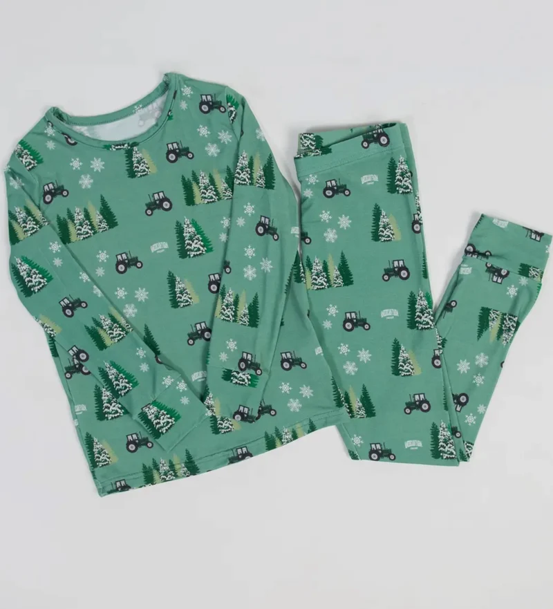 Christmas Green Tractors Bamboo PJ’s