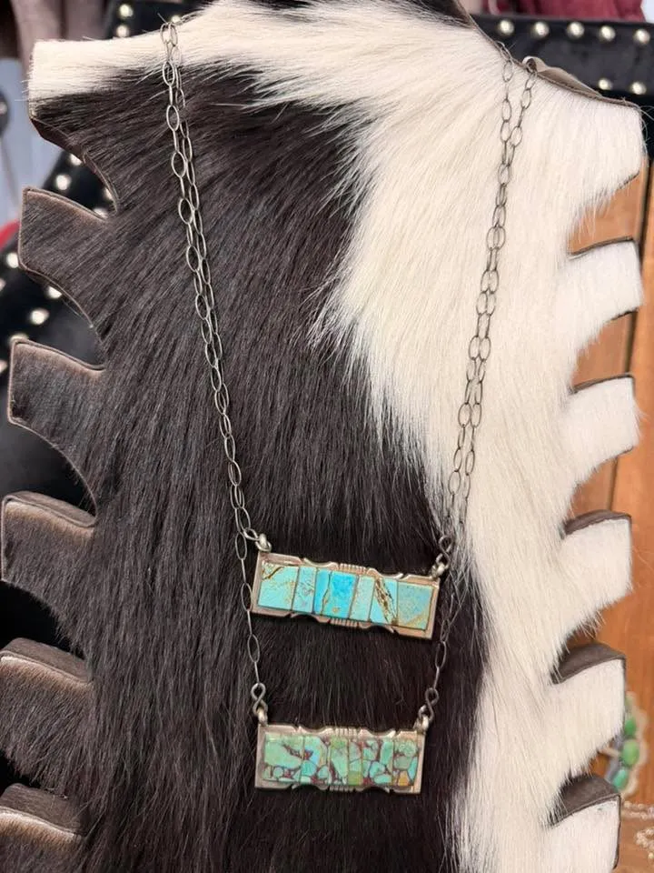 Kingman Turquoise Bar Necklace