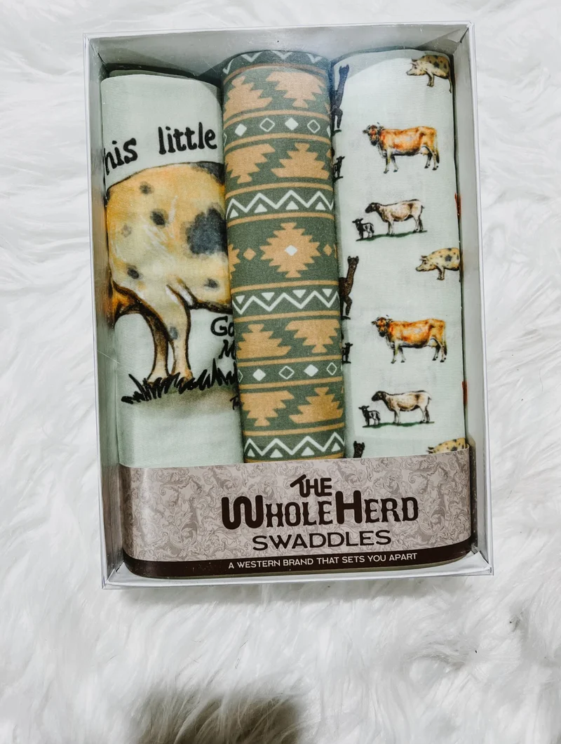 3 Pack Swaddle Blankets - Barnyard