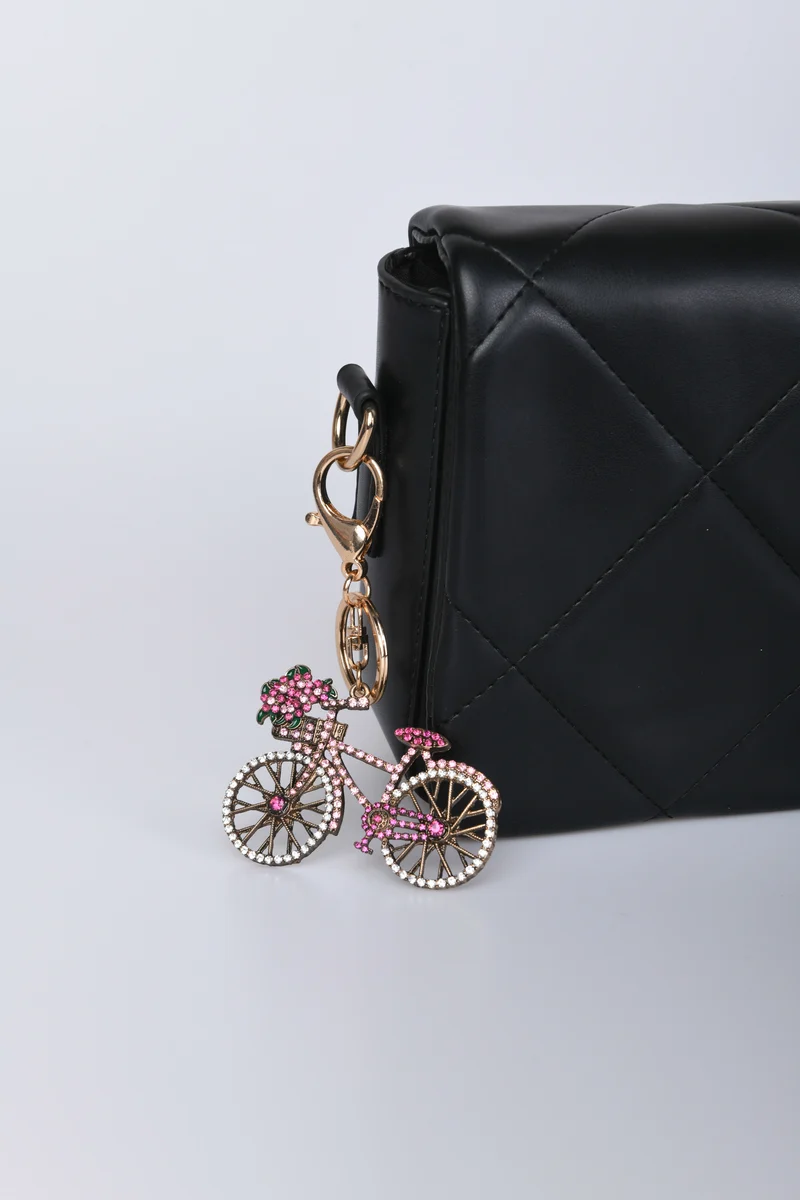 Portachiavi con bicicletta in strass