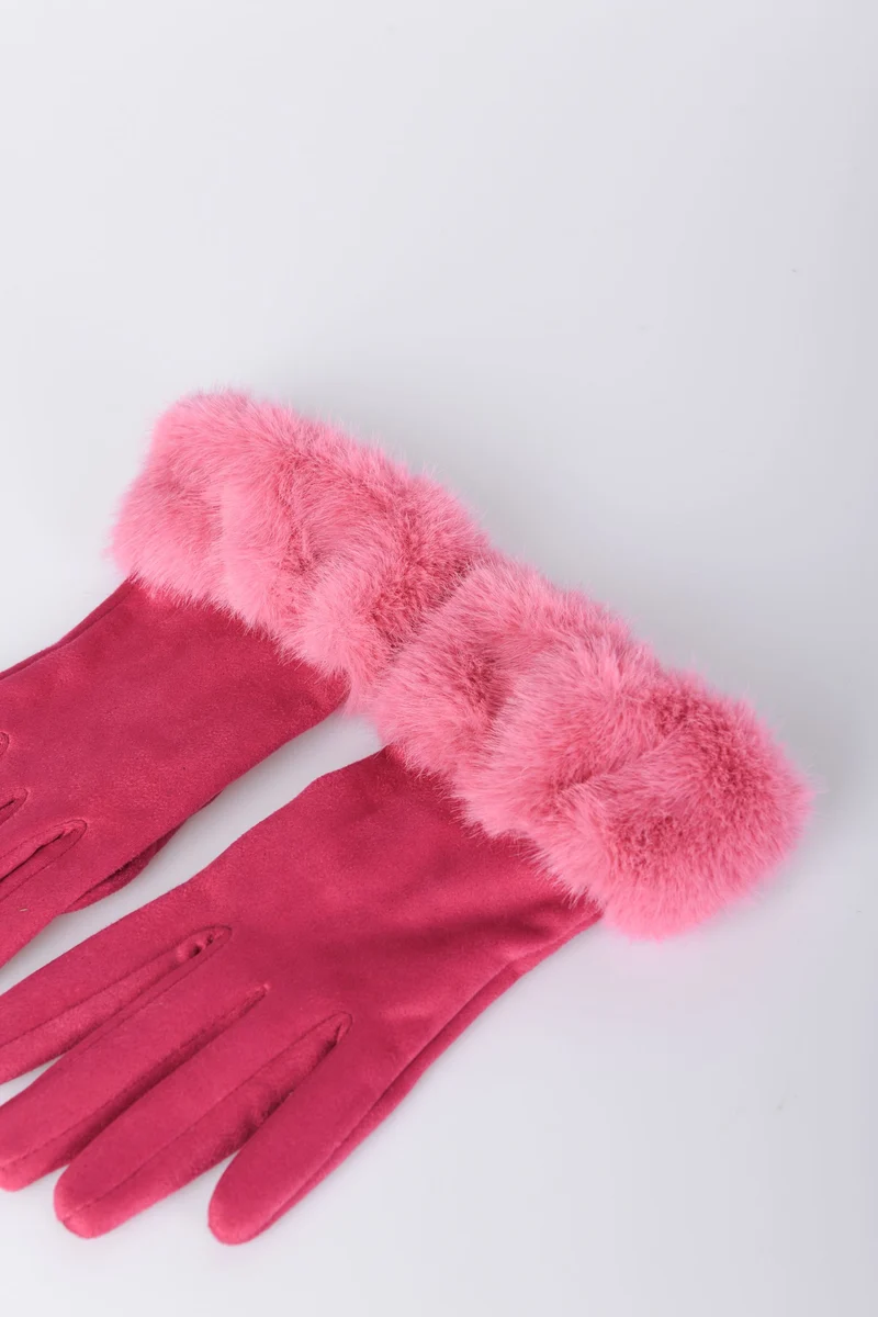 Guanti con polsini in faux fur