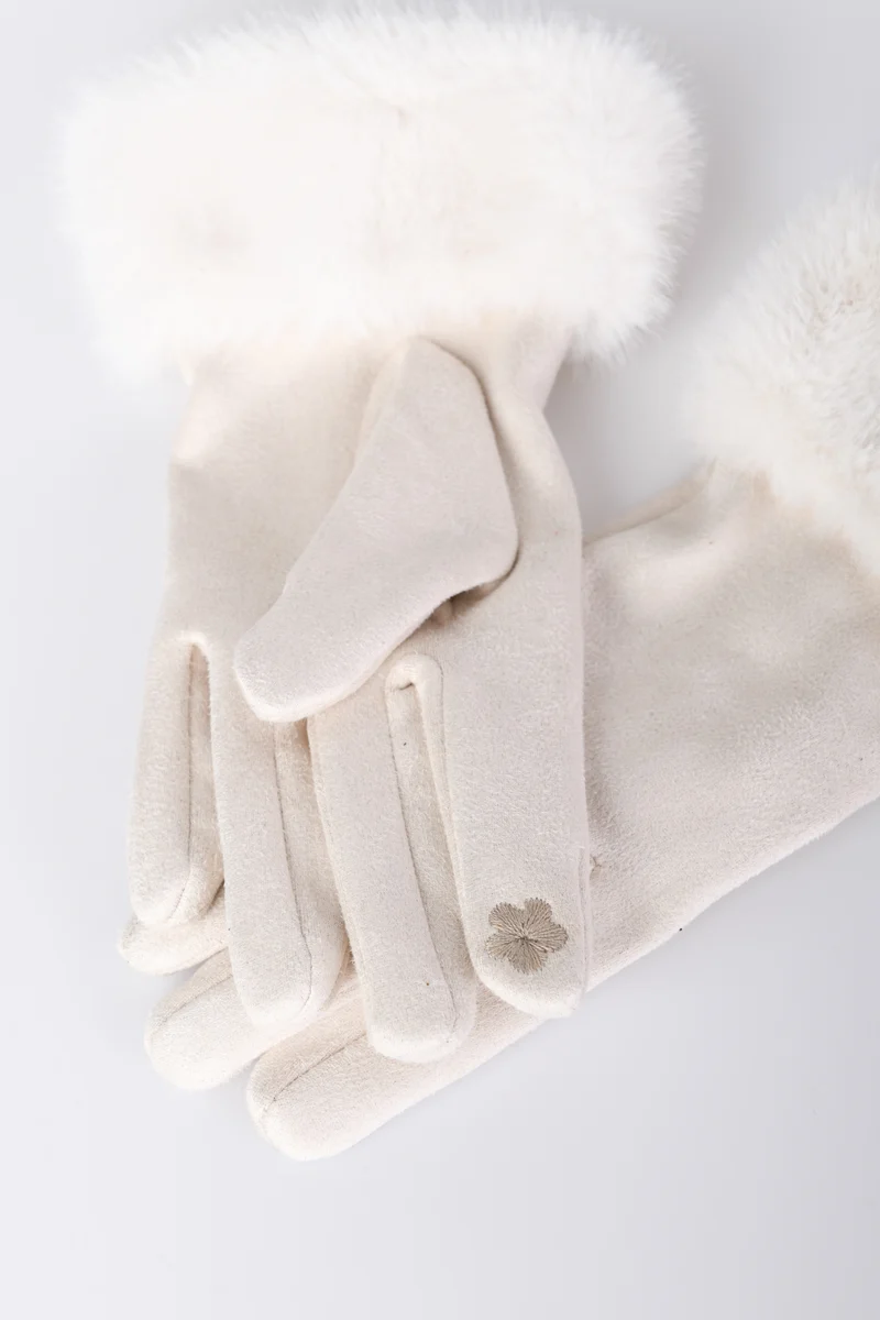 Guanti con polsini in faux fur