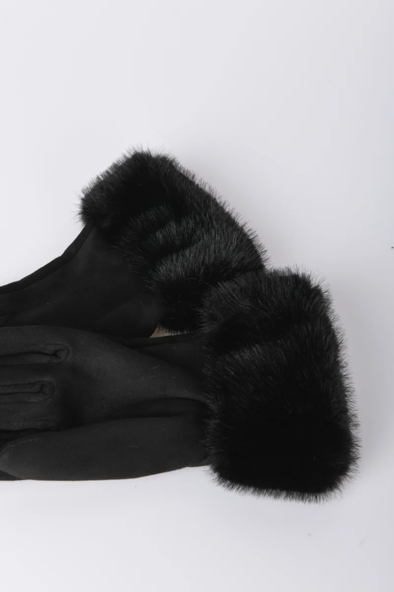 Guanti con polsini in faux fur