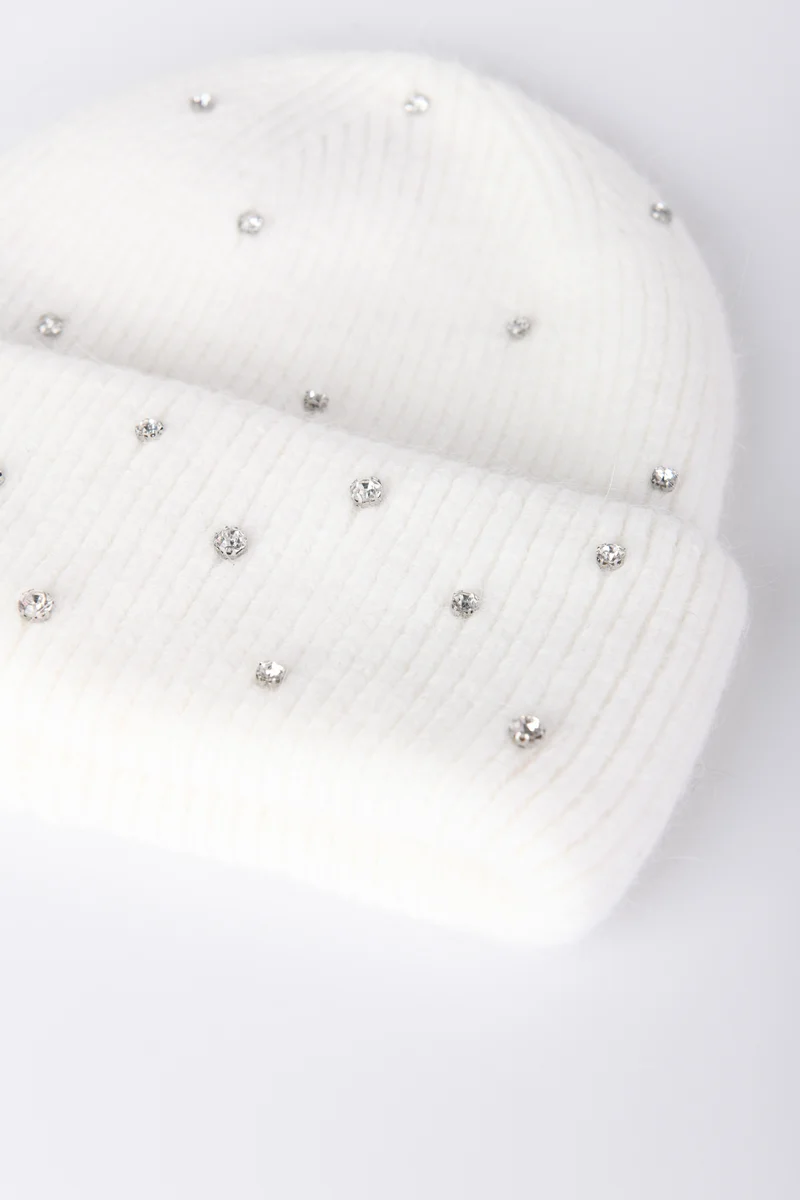 Berretto misto lana con strass