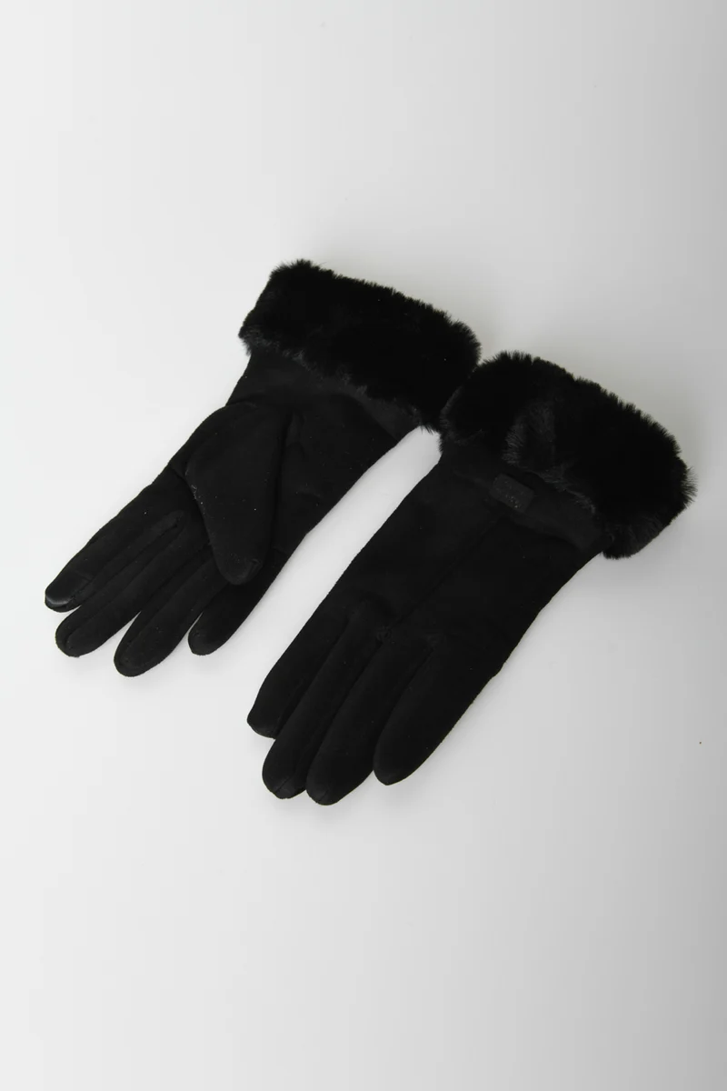Guanti con bordo in faux fur