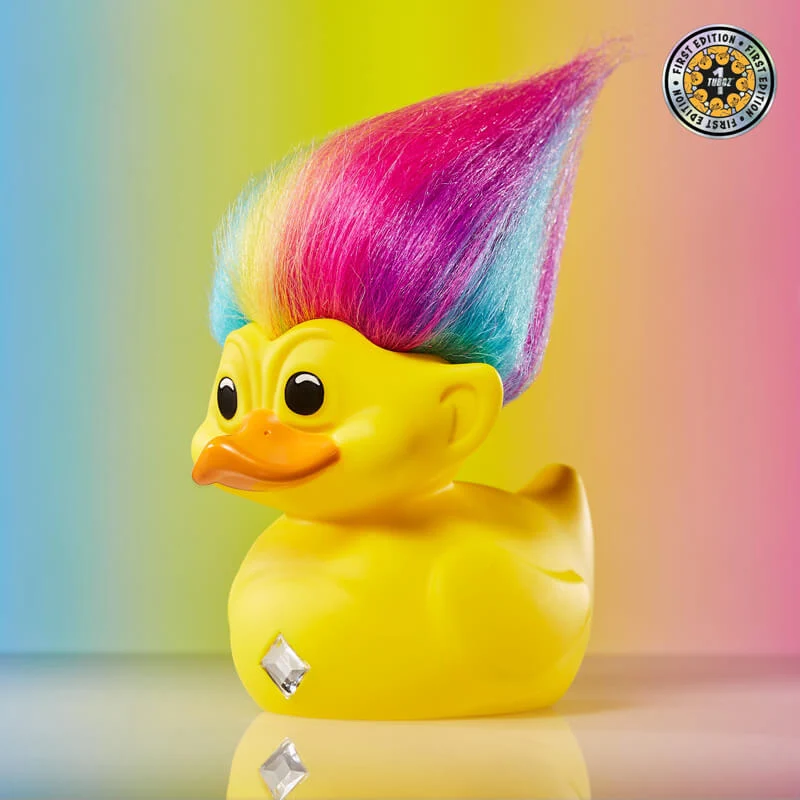Troll ufficiali Rainbow Troll (giallo con capelli arcobaleno) TUBBZ Cosplaying Duck