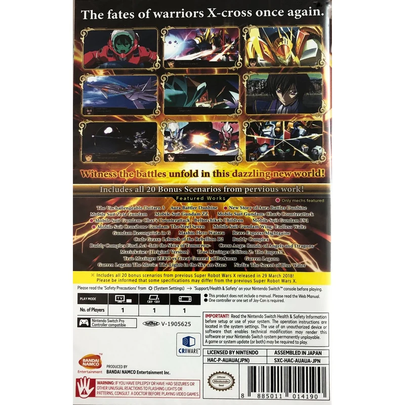 Super Robot Wars X Nintendo Switch Edizione Asiatica [Con Sottotitoli in Inglese]