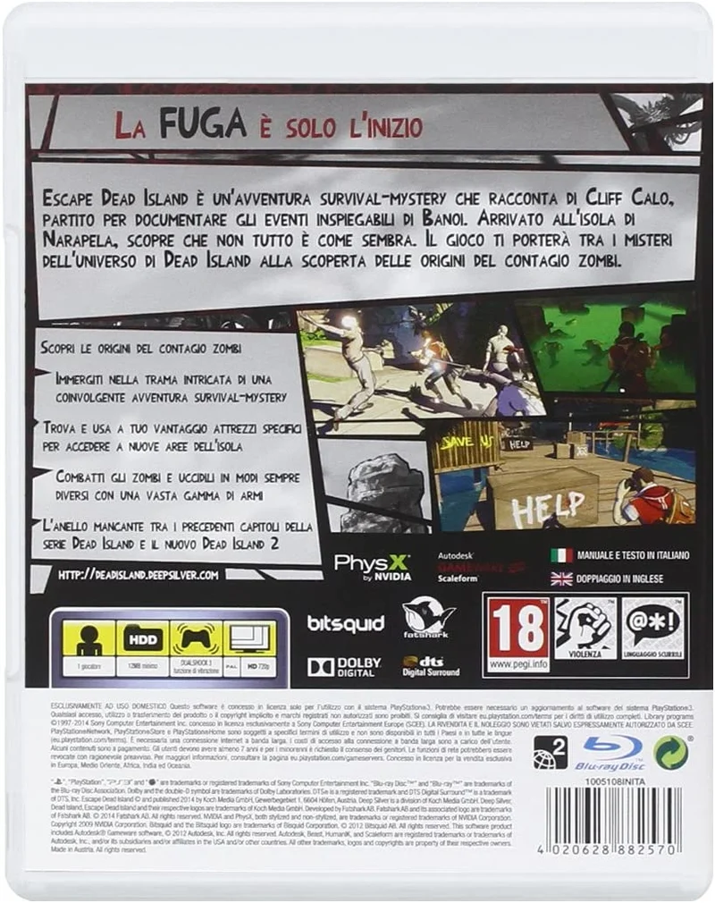ESCAPE DEAD ISLAND PLAYSTATION 3 EDIZIONE ITALIANA