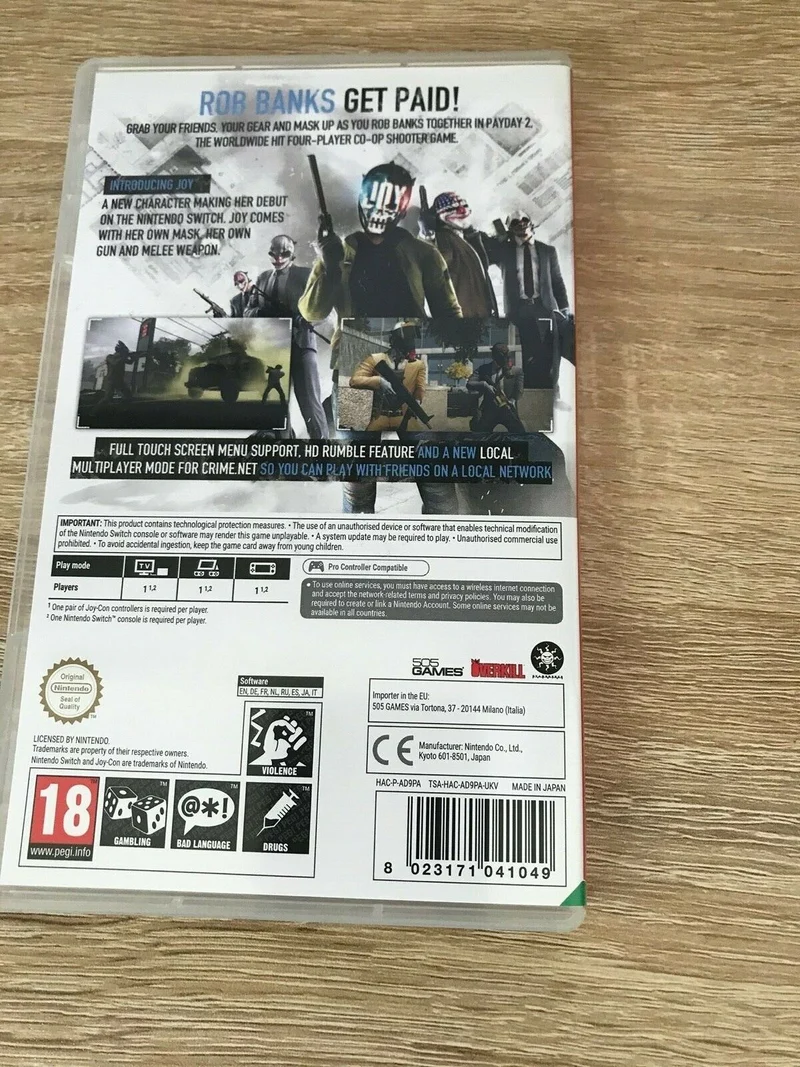 PAYDAY 2 NINTENDO SWITCH EDIZIONE REGNO UNITO