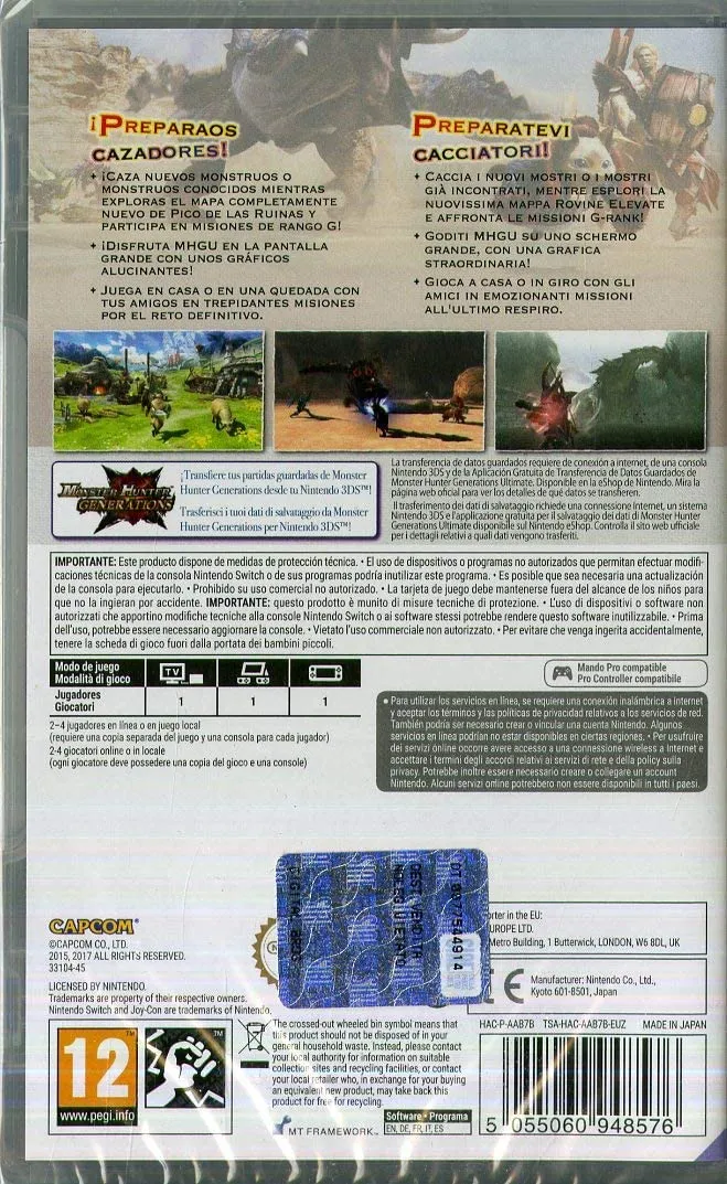 MONSTER HUNTER GENERATIONS ULTIMATE NINTENDO SWITCH VERSIONE ITALIANA