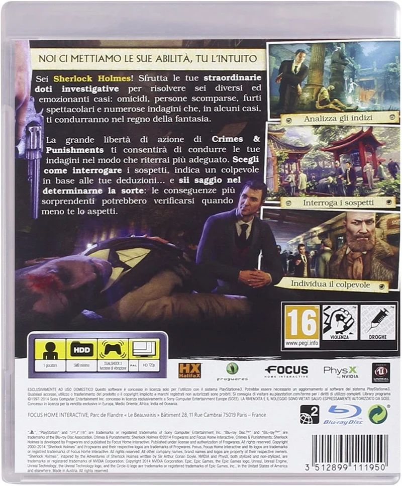 CRIMES & PUNISHMENTS SHERLOCK HOLMES PLAYSTATION 3 EDIZIONE ITALIANA