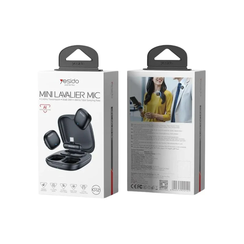 Yesido KR21 USB-C Wireless Lavalier Microphone with AI Noise Cancelling