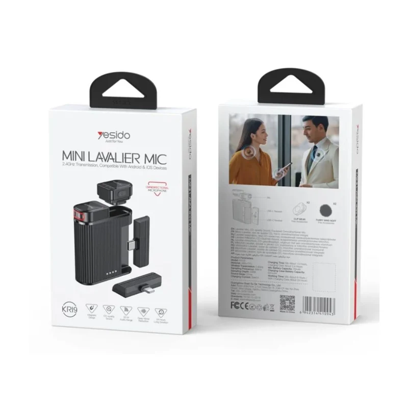 Yesido KR19 2 in 1 Button Clip-On Microphone 100m Range Wireless Lavalier Mic Set