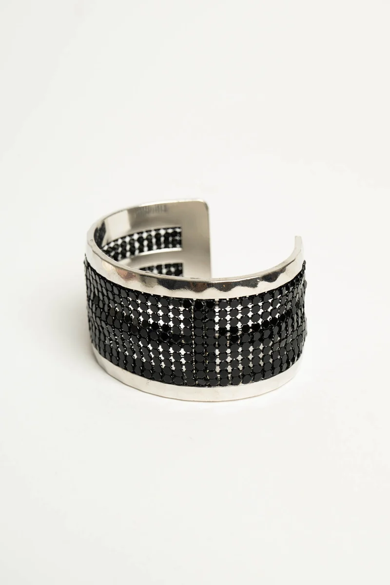 Bracciale rigido argento con decorazione nera