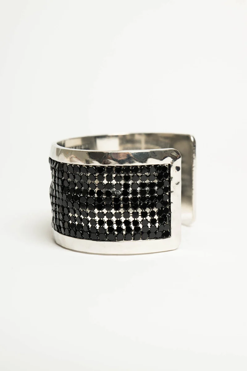 Bracciale rigido argento con decorazione nera