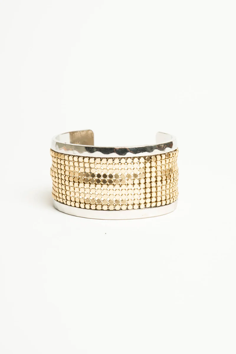 Bracciale rigido argento con decorazione oro