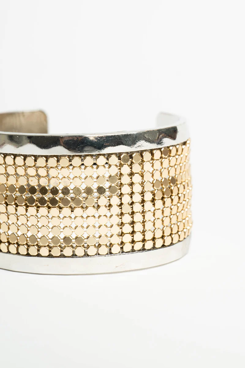 Bracciale rigido argento con decorazione oro