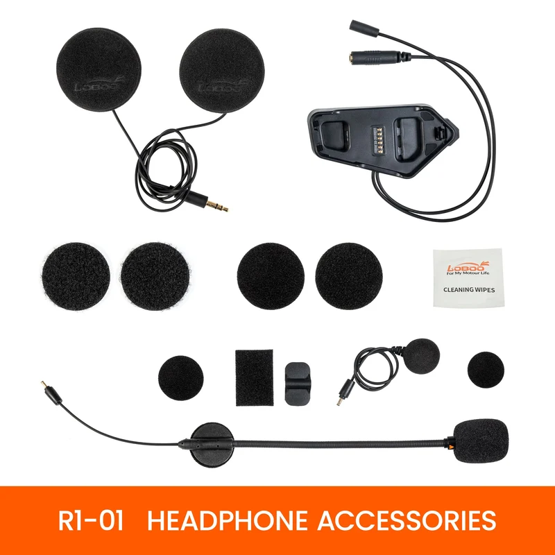 LOBOO R1X Motorcycle Helmet Headset - 45mm Speakers & CVC Noise Cancellation