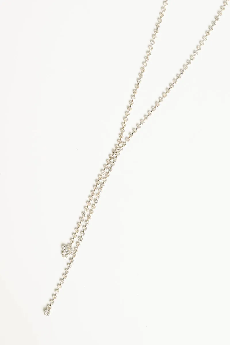 Collana lunga strass fiore