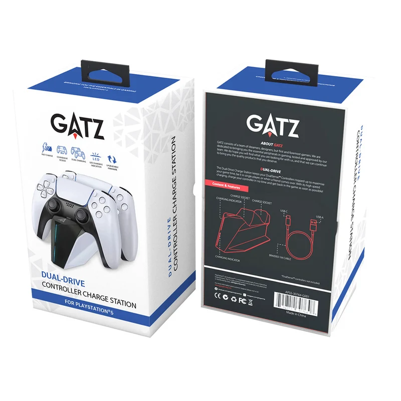 GATZ Dual Drive Controller Charge Station for PS5 DualSense Controller