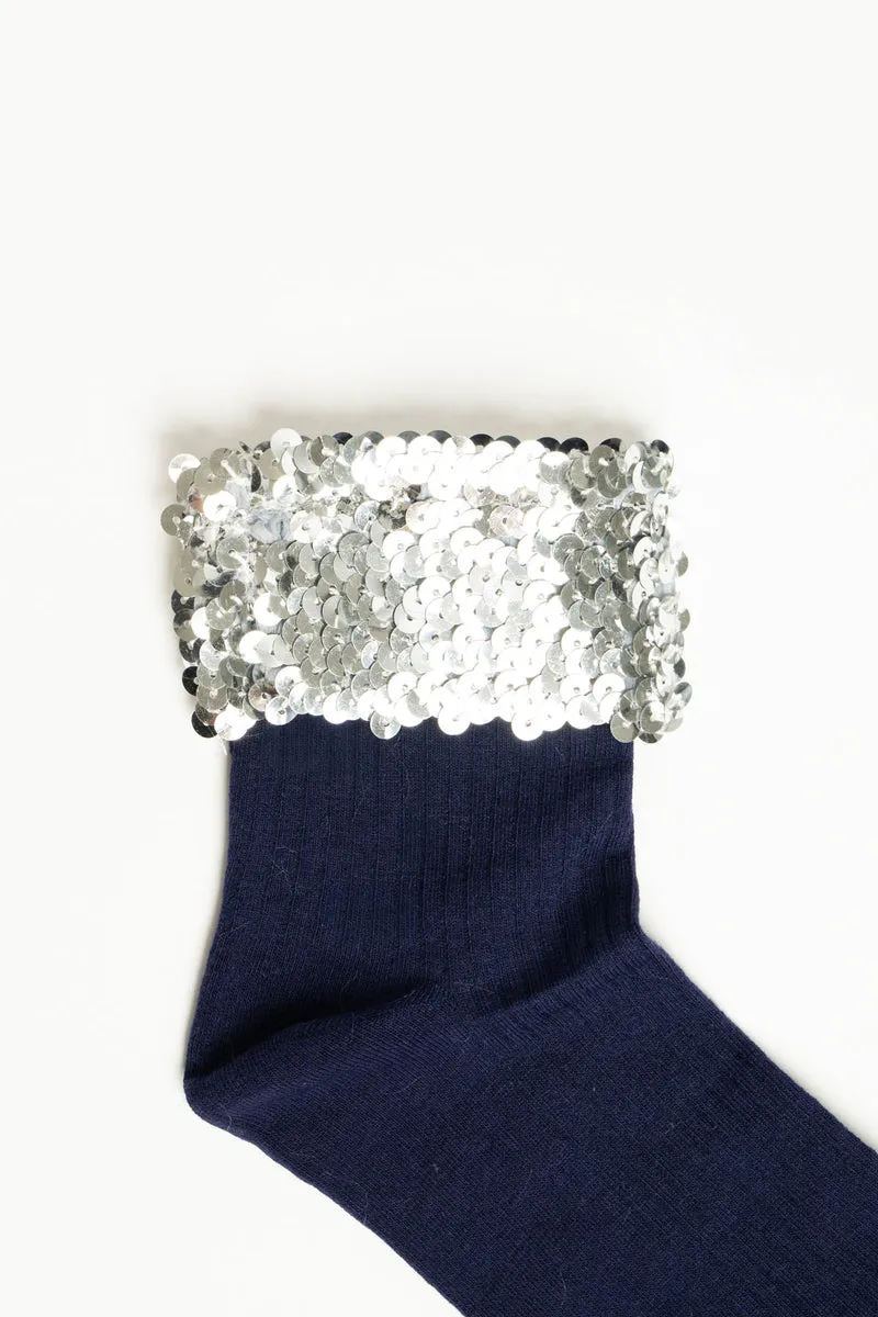Calzini blu con paillettes