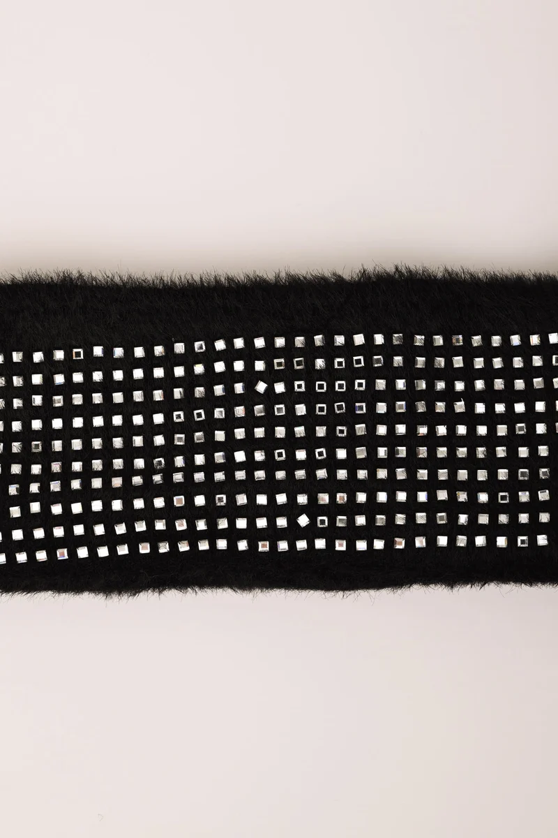 Fascia nera con strass