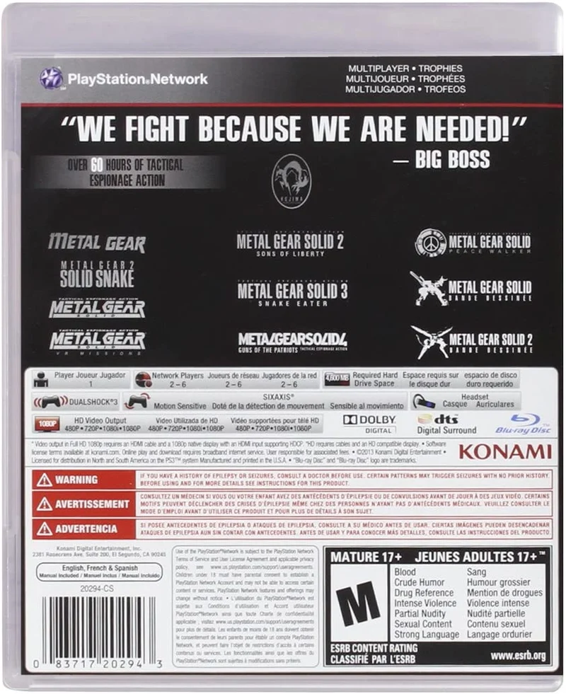 Metal Gear Solid The Legacy Collection Playstation 3 Edizione Americana( No ArtBook)