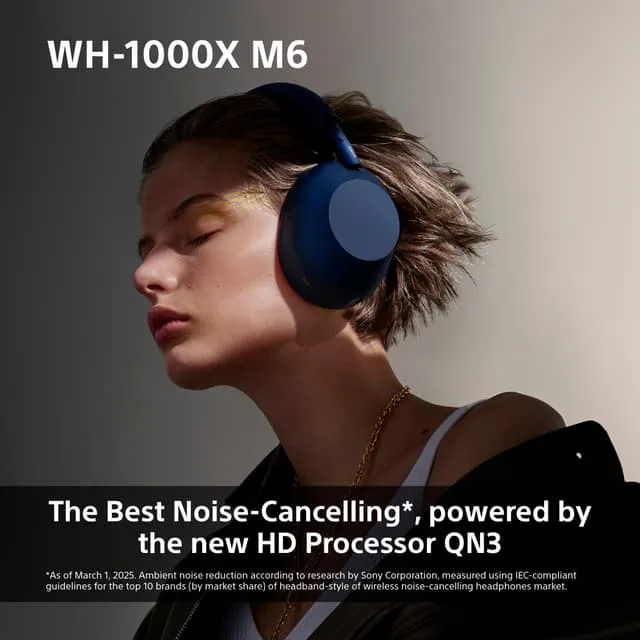 Sony WH-1000XM6 Wireless Noise-Cancelling Headphones, Black