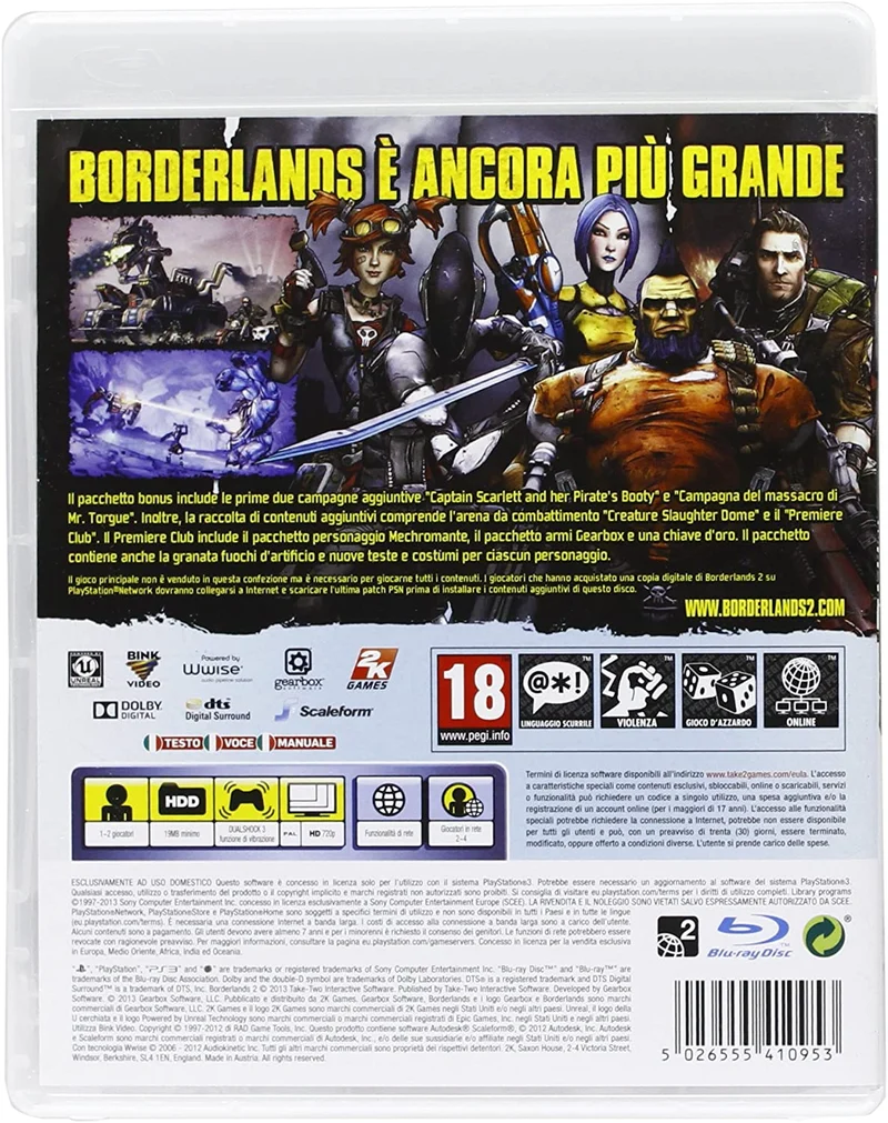 BORDERLANDS 2 pacchetto contenuti aggiuntivi ps3(e necessario borderlands 2 per giocare)