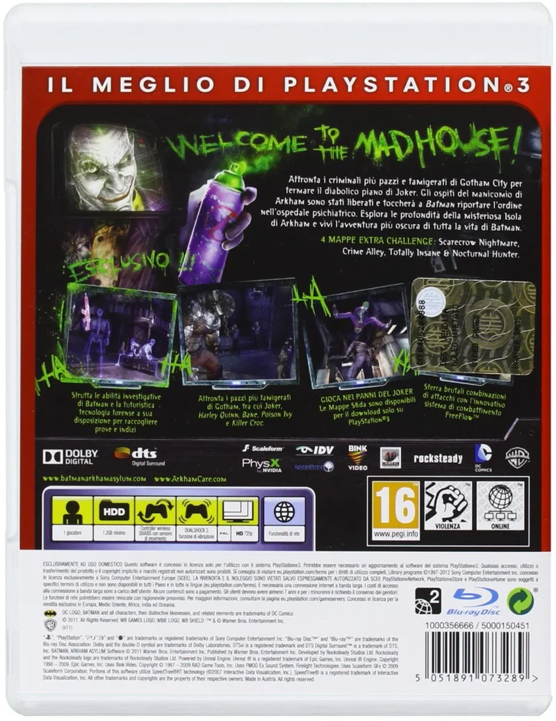 BATMAN ARKHAM ASYLUM EDIZIONE GAME OF THE YEAR PS3